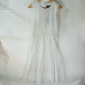 Dkny White Sleeveless Midi Dress